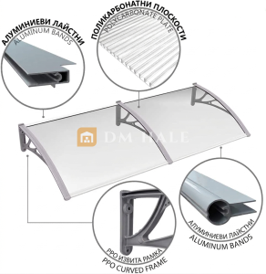 Навес за Врата/Прозорец 100х240см, Черно-Тъмно Сиво